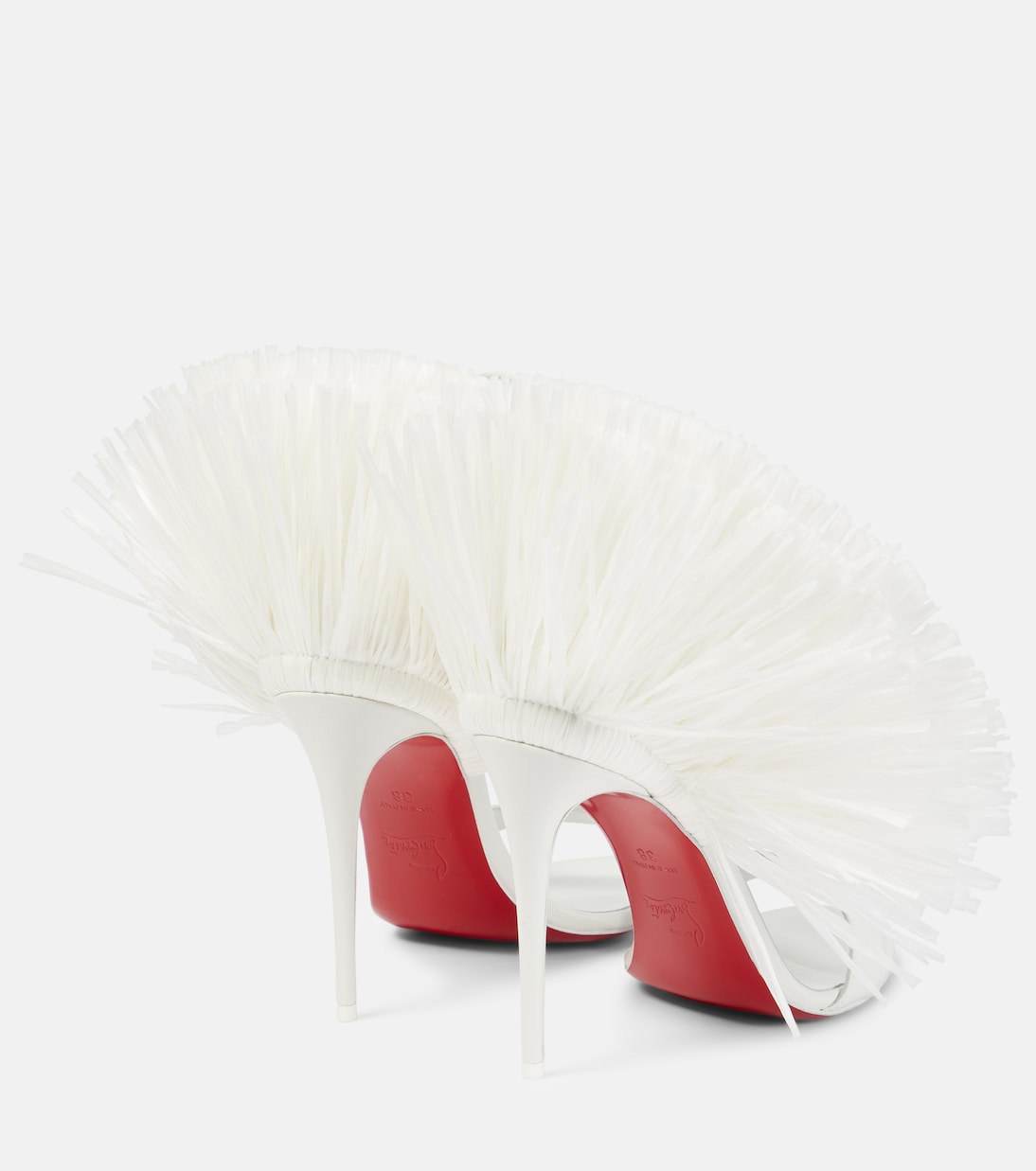 Свадебные босоножки Loubigirl 100 из кожи с отделкой из рафии Christian Louboutin, Bianco/ Lin Bianco — фото 3