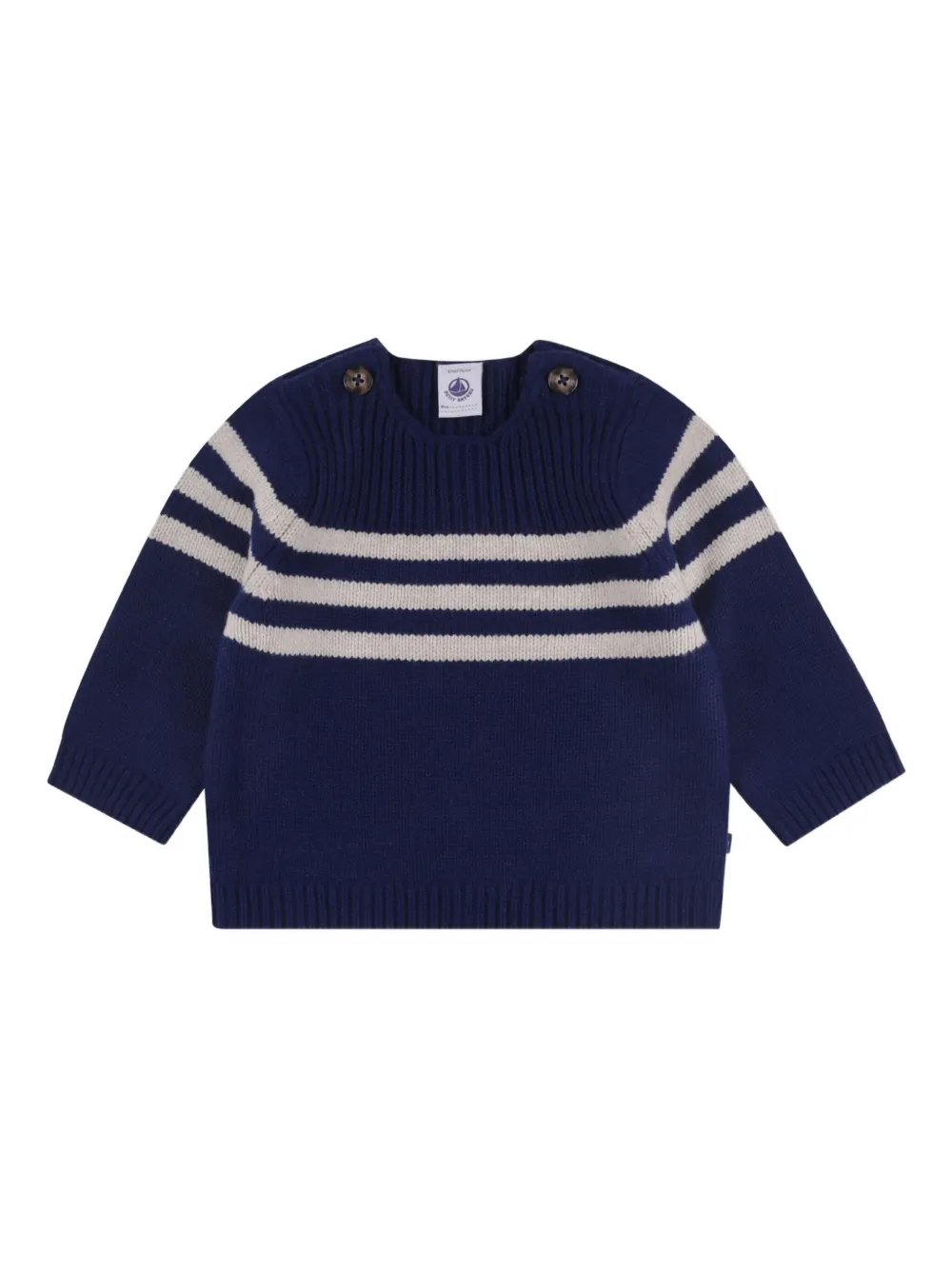 

Полосатый шерстяной свитер Petit Bateau, синий