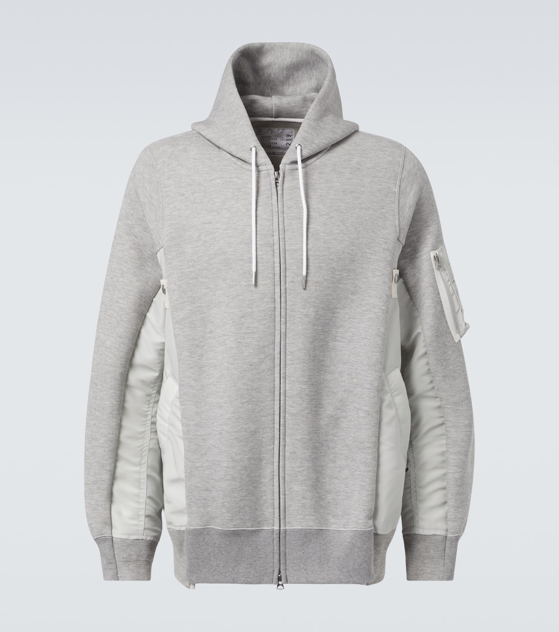 

Толстовка из хлопкового джерси и технического твила Sacai, серый