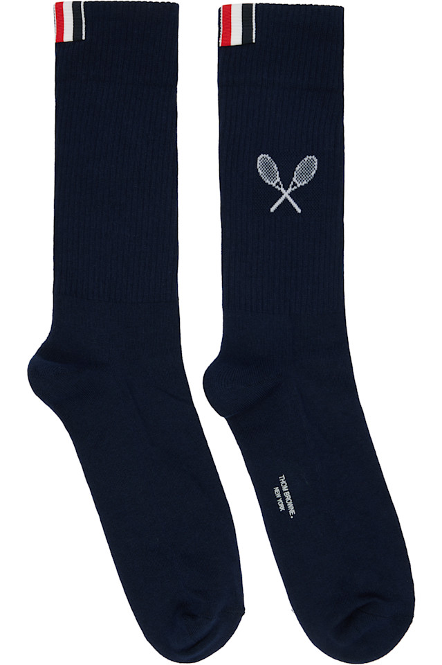 

Теннисные ракетки спортивные носки Thom Browne, темно-синий