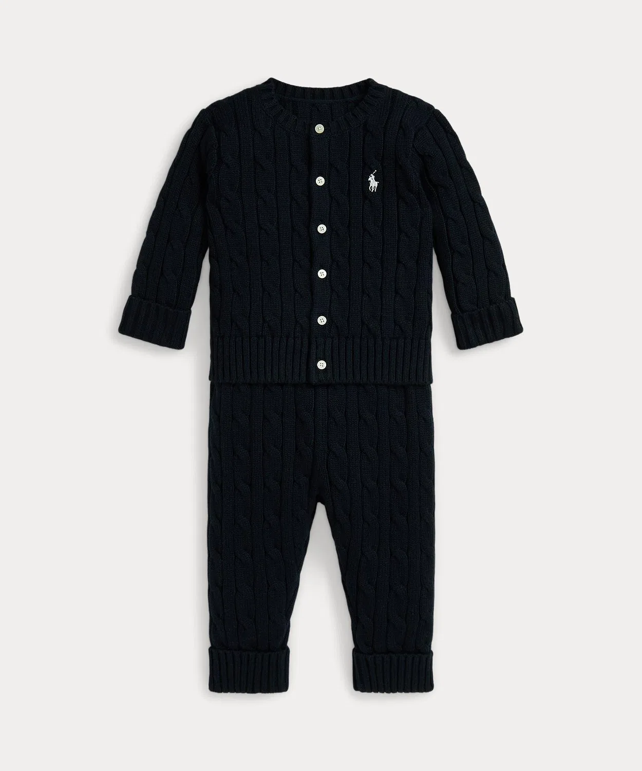 Вязаный кардиган и брюки сет из хлопка Ralph Lauren тёмно-синий