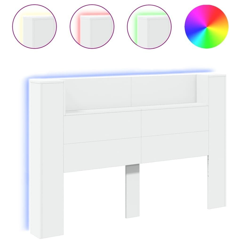 

VidaXL Изголовье LED с полками белое 160x16,5x103,5 см, белый