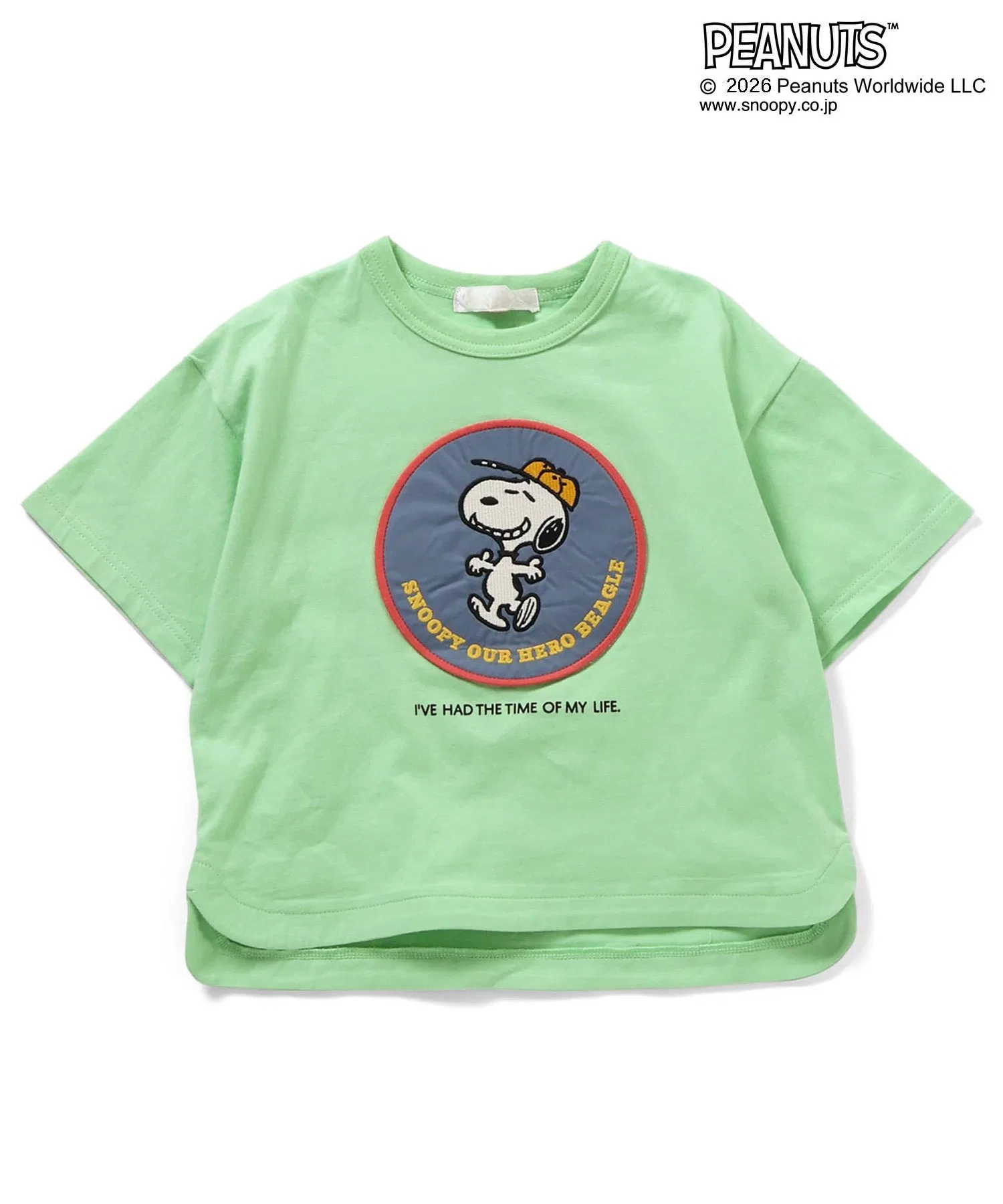 Детская футболка PEANUTS с принтом Снупи зелёного цвета
