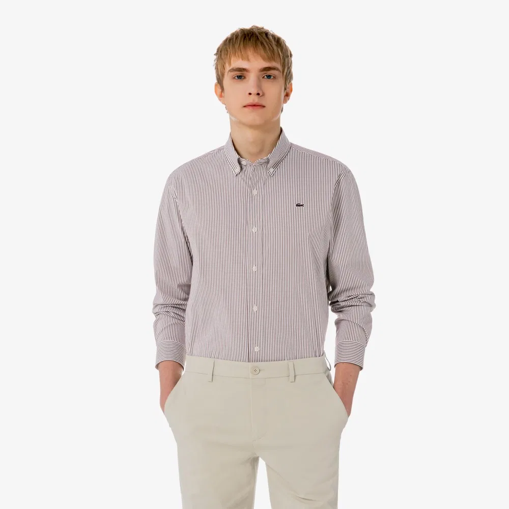 Мужская поплиновая рубашка в полоску от Lacoste
