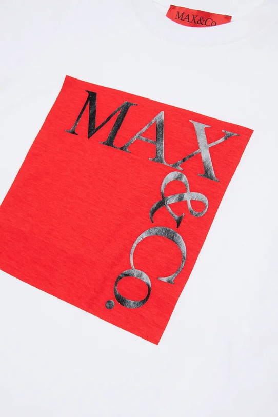 Детская хлопковая футболка Max&Co Maxt1f Max&Co., белый — фото 4