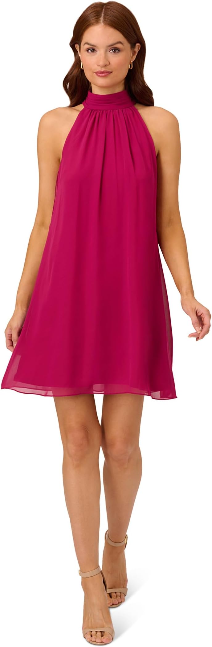 

Платье Adrianna Papell Mockneck Chiffon Jersey Dress, цвет Magenta