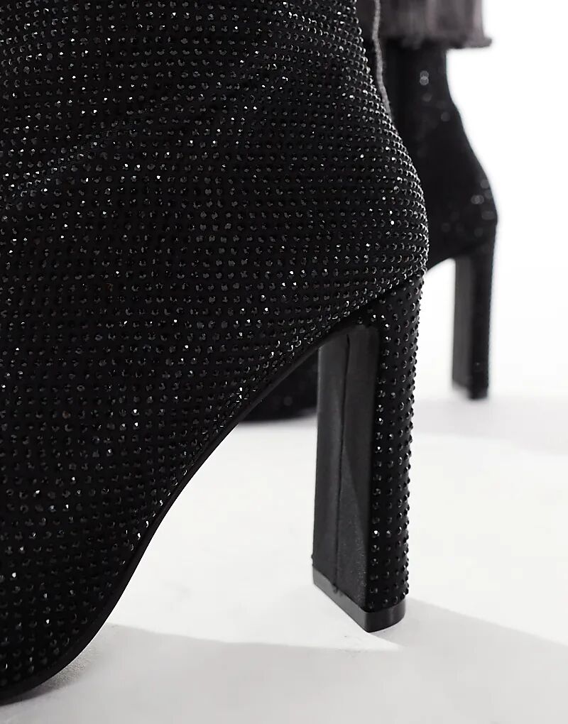 Ботильоны на каблуке черного цвета с отделкой Glamorous — фото 4