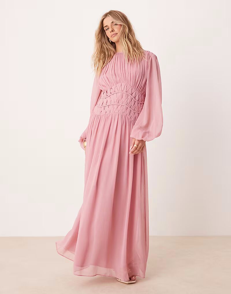 

Платье макси с отделкой в ​​виде макраме ASOS DESIGN в темно-розовом цвете