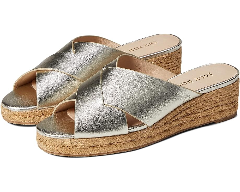 

Туфли Jack Rogers Slotted Sloane Pebbled Espadrille Mid Wedge, цвет Platinum