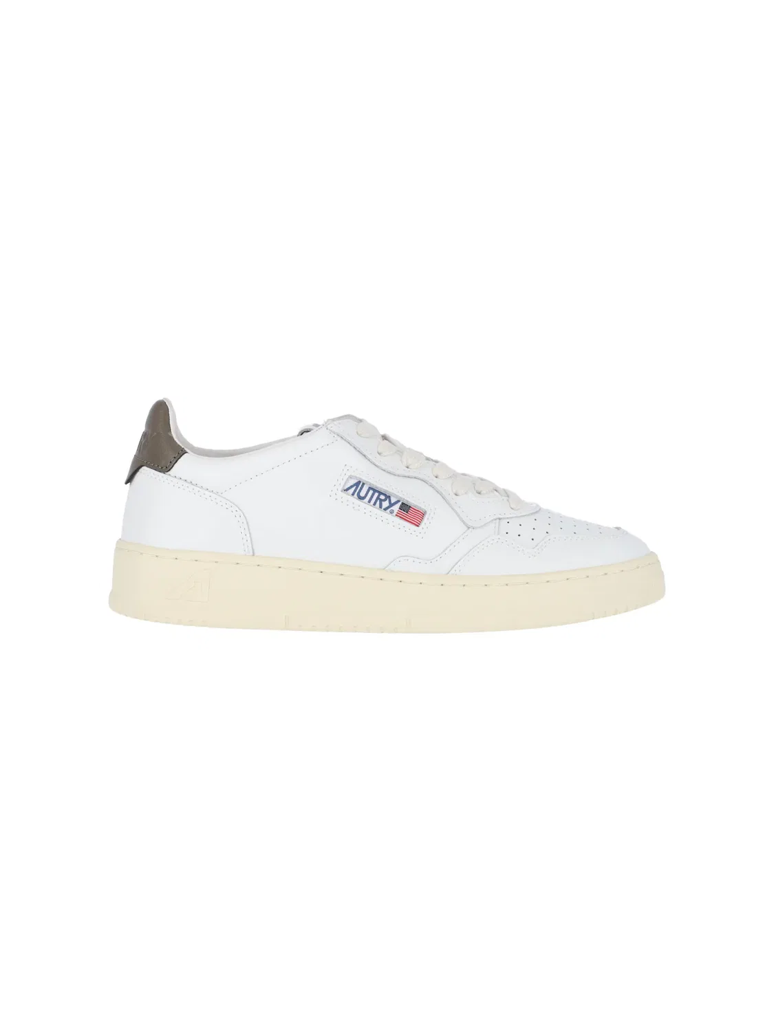 Белые низкие перфорированные кожаные кроссовки Autry, White