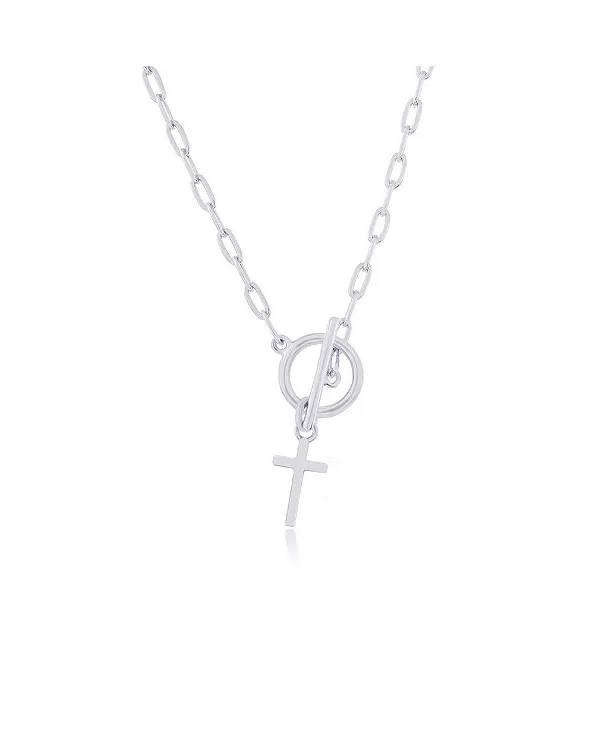 

Серебряное ожерелье с подвеской-скрепкой в виде креста Simona, silver