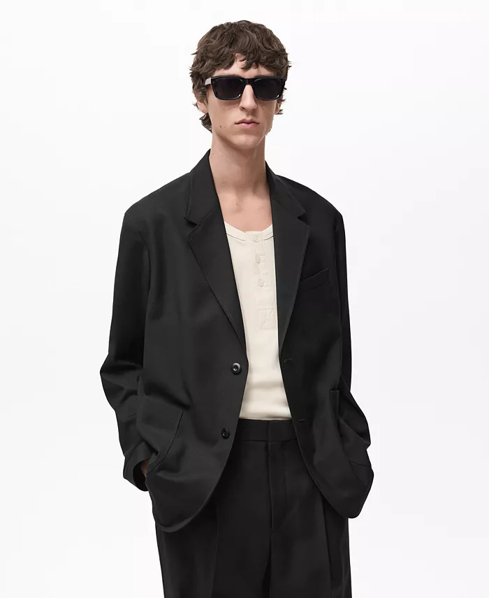 

Мужской пиджак свободного кроя Relaxed Fit Suit Blazer MANGO, черный