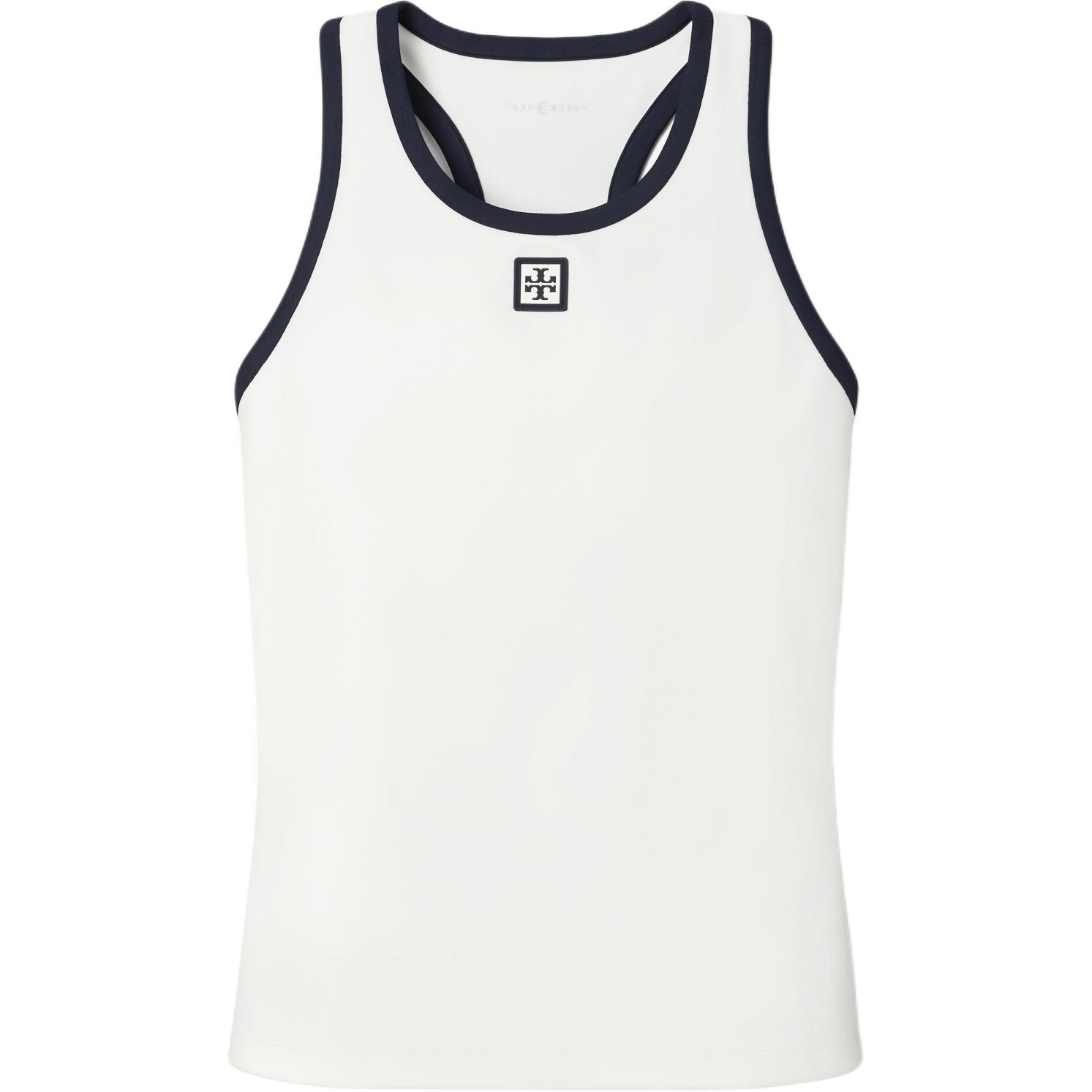 

Tory Burch Майка женская, белая, с круглым вырезом и умеренным вырезом-борцовкой