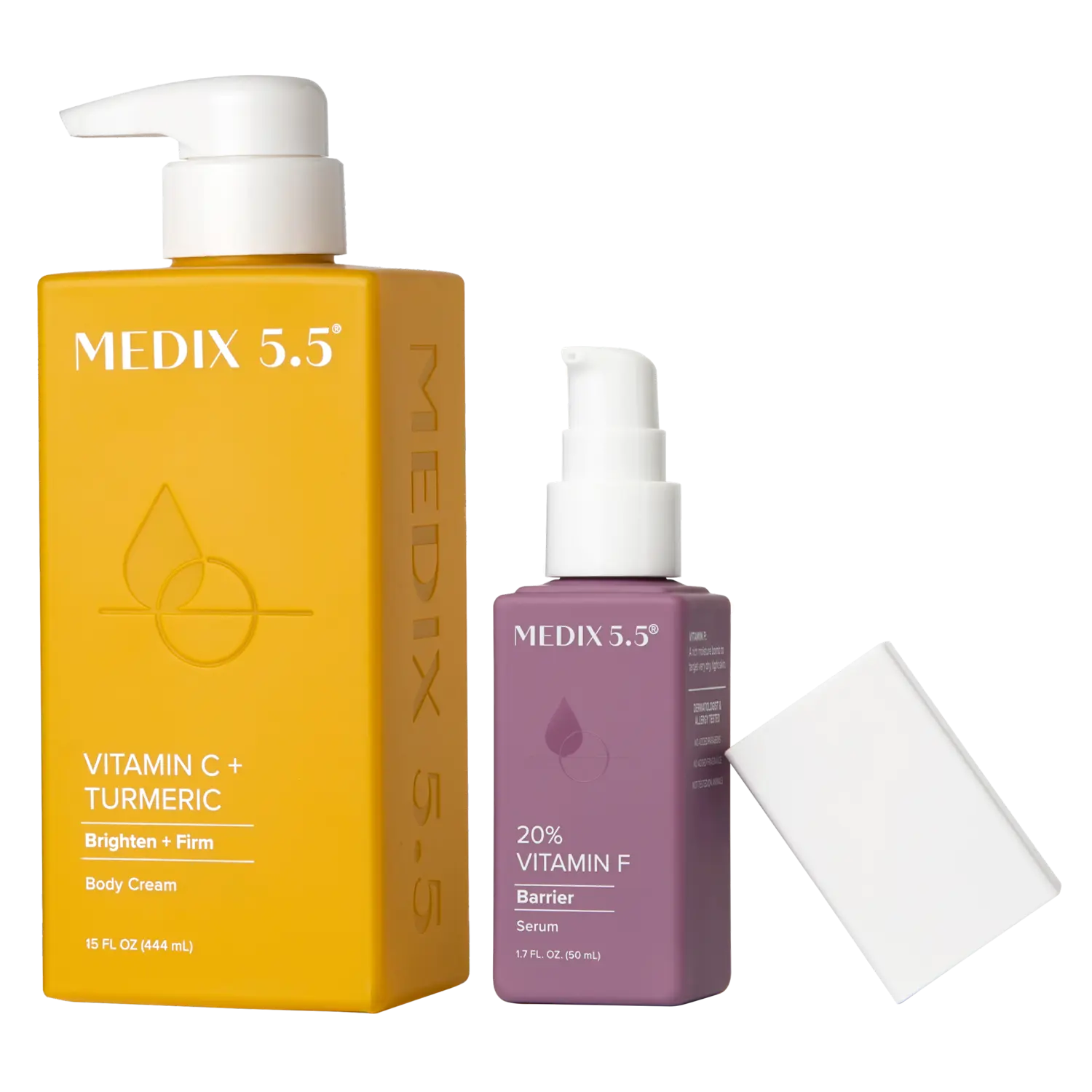 

Поддержка и сияние | Крем для тела с витамином С и куркумой, сыворотка с 20% витамином F Medix 5.5