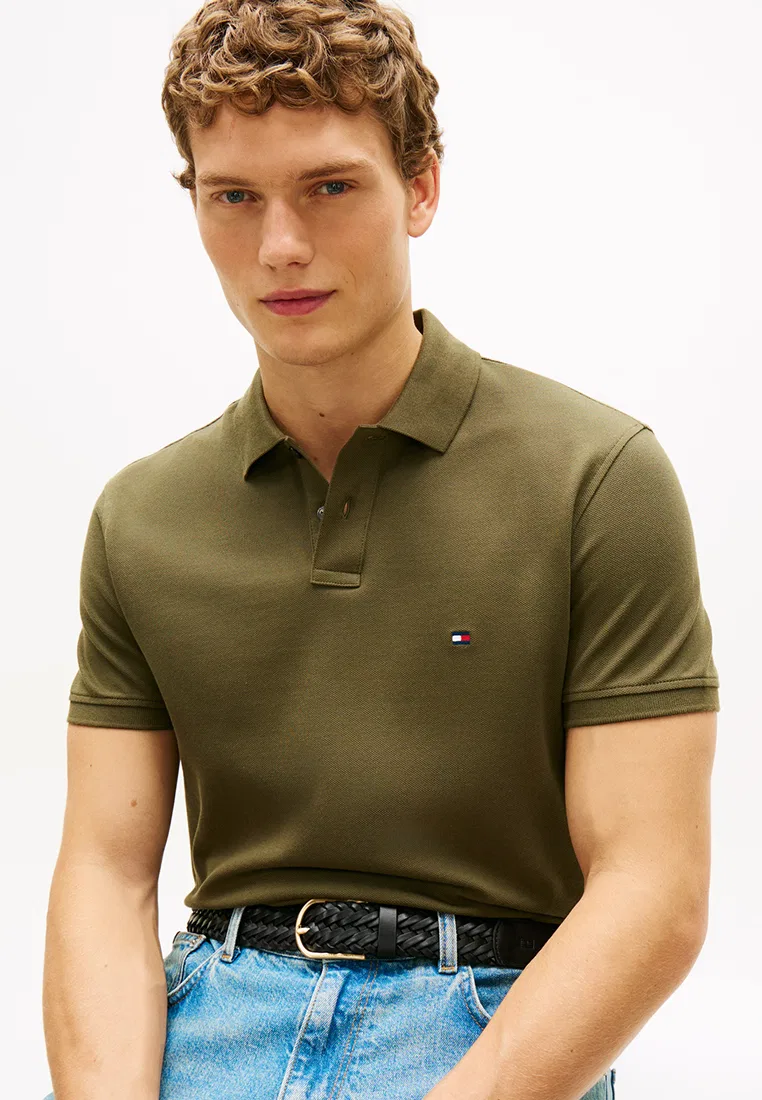 Поло мужское, Regular Fit, модель 1985, Asia Fit Tommy Hilfiger, оливковый — фото 3