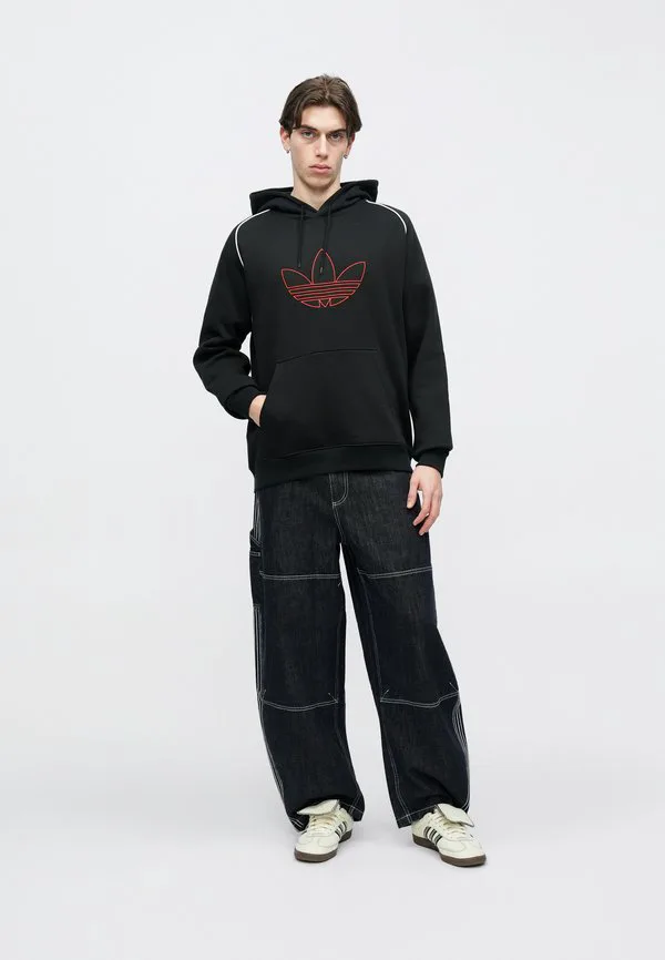 Толстовка с капюшоном и контуром трилистника Adidas Originals, Black — фото 3