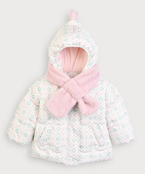 Пуховик с капюшоном ReRe 2 предмета: куртка и шарф, наполнитель перо, розовый — фото 2