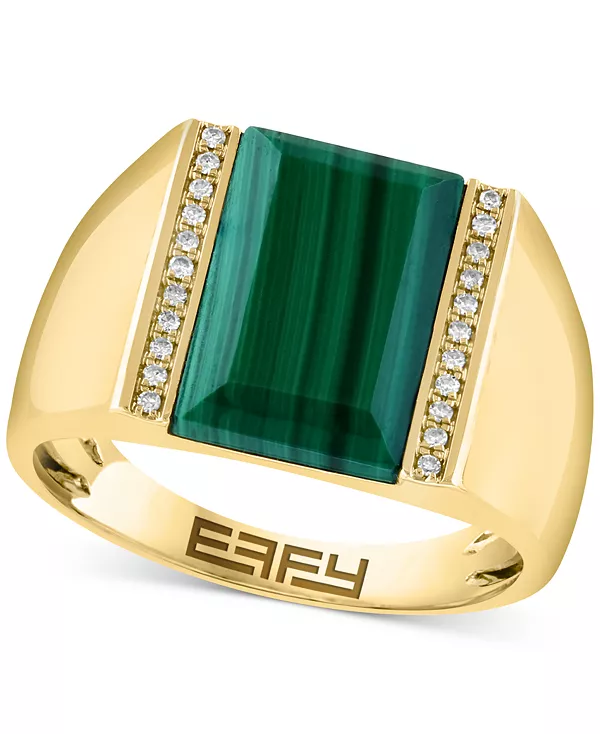 

Мужское кольцо Effy с малахитом и бриллиантом (1/10 карата) из позолоченного стерлингового серебра Effy Collection, gold
