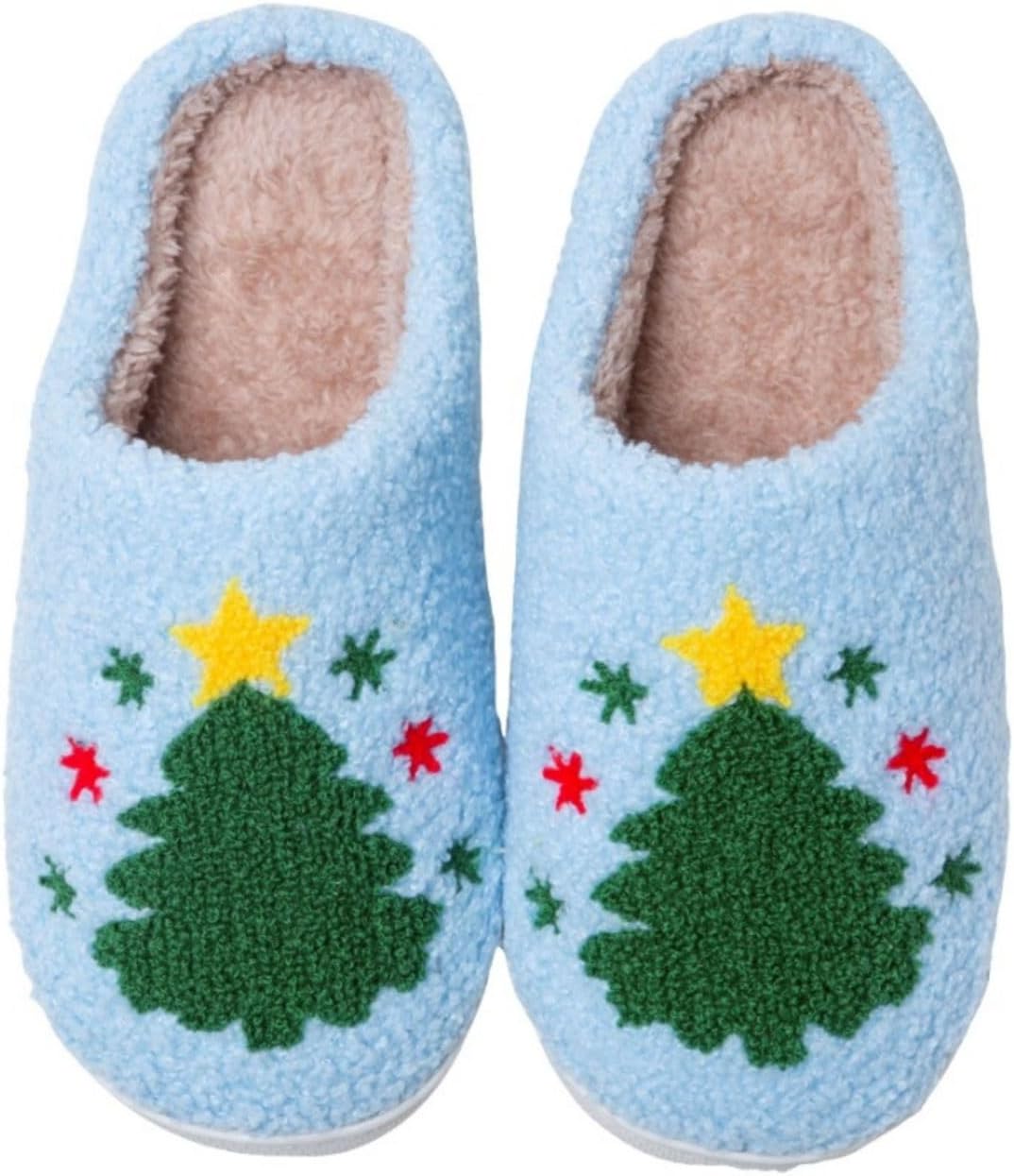 

Тапочки QIPILON «Рождественская елка» для женщин и мужчин - плюшевые тапочки с эффектом памяти, с толстым подошвой - мягкая винтажная домашняя обувь, Christmas Tree