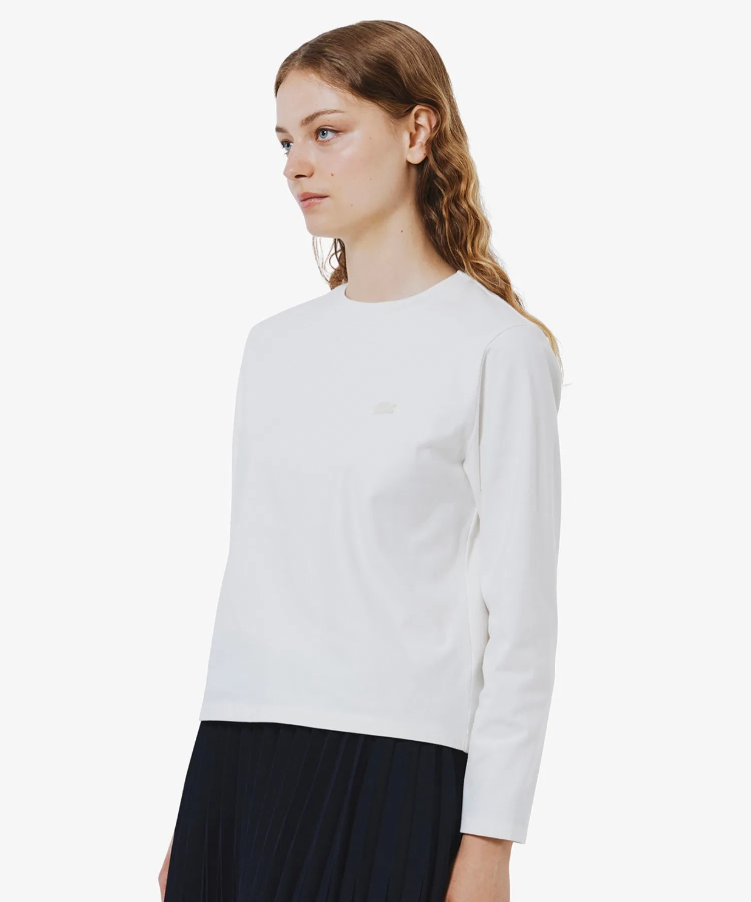 Футболка LACOSTE женская с длинным рукавом, гладкая, белая