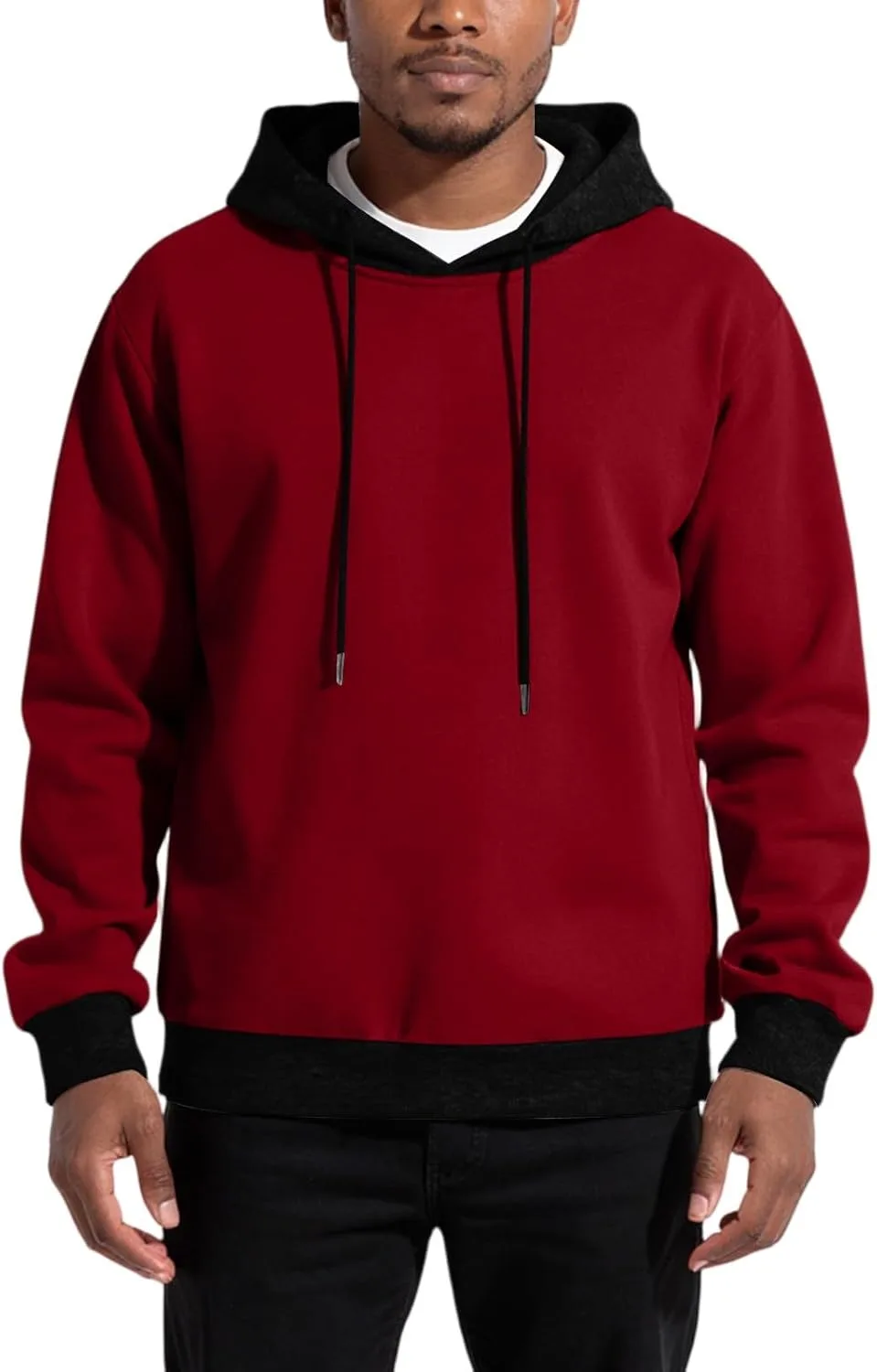 

Толстовка с капюшоном для мужчин, лонгслив, цветной блок, свободный крой, спортивная, с карманом JWNYJFB