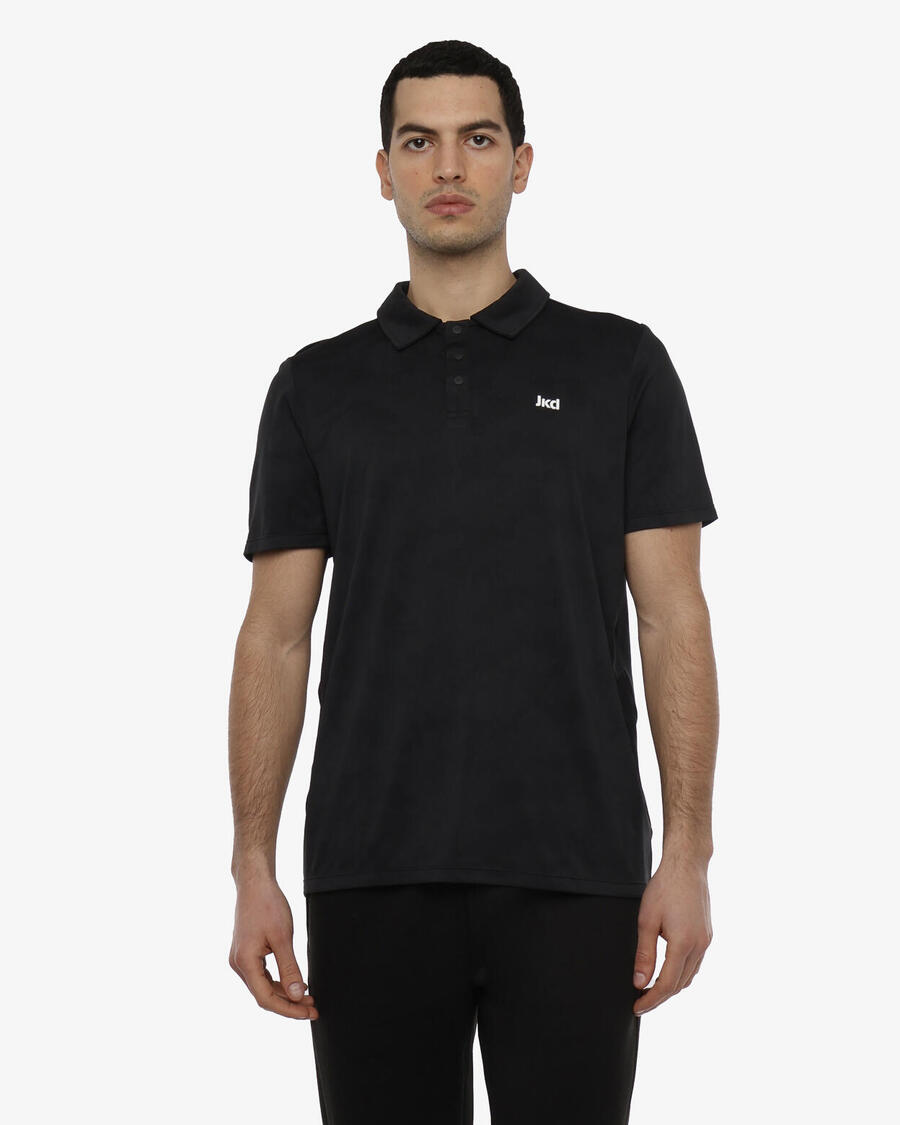 

JAKED Черная мужская рубашка-поло из синтетического материала для фитнеса