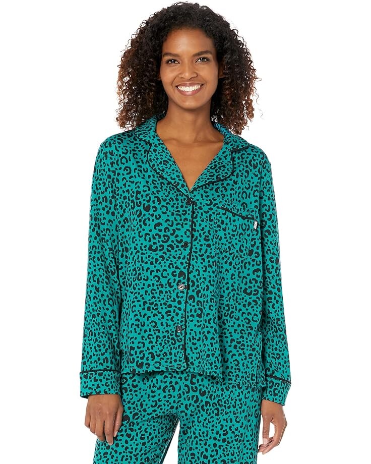 

Пижамный комплект DKNY Long Sleeve Notch PJ Set, цвет Green Animal