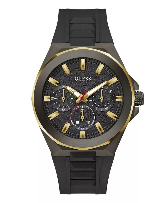 

Мужские многофункциональные черные силиконовые часы 46 мм GUESS, черный