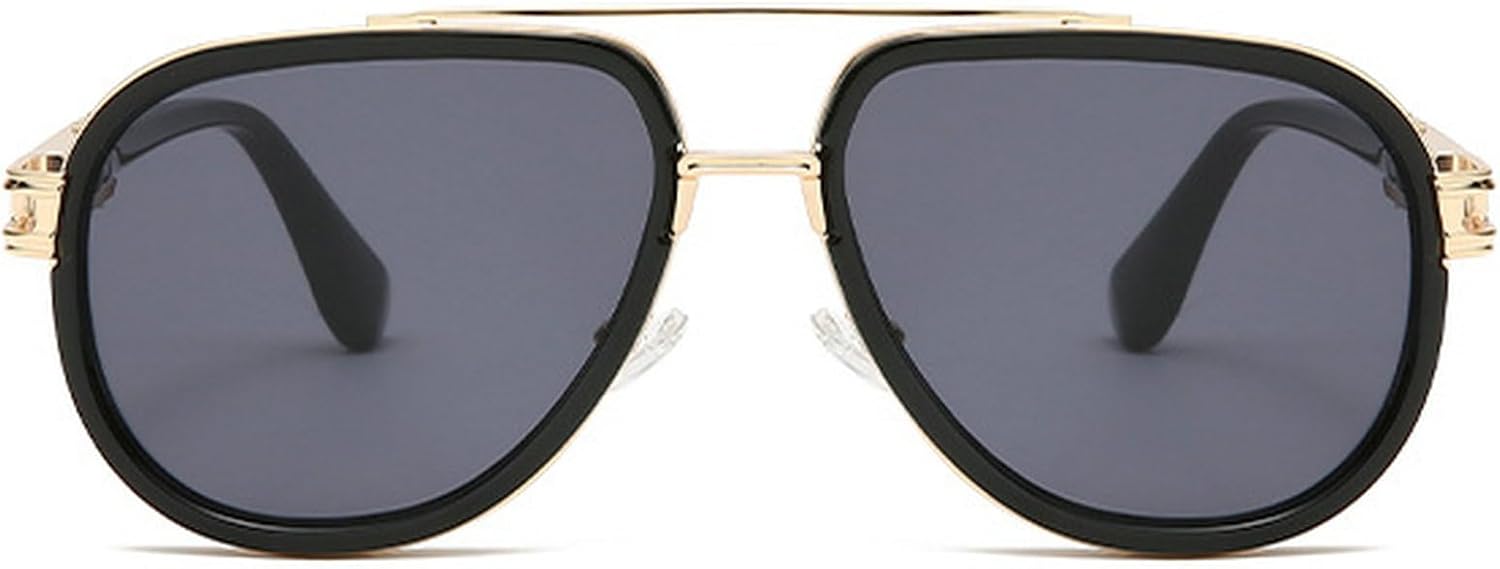 

Мужские солнцезащитные очки-пилот в стиле ретро с металлическими двойными перемычками, градиентные линзы, защита от УФ-излучения UV400, модные женские солнцезащитные очки-пилот mincl, Gold Black