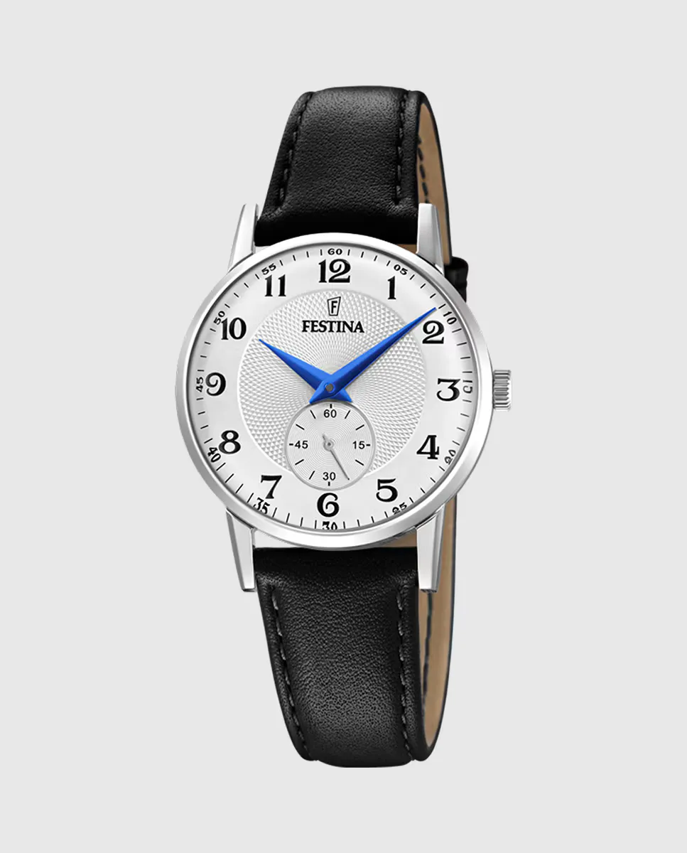 

Женские часы F20570/1 Классический черный кожаный ремешок Festina