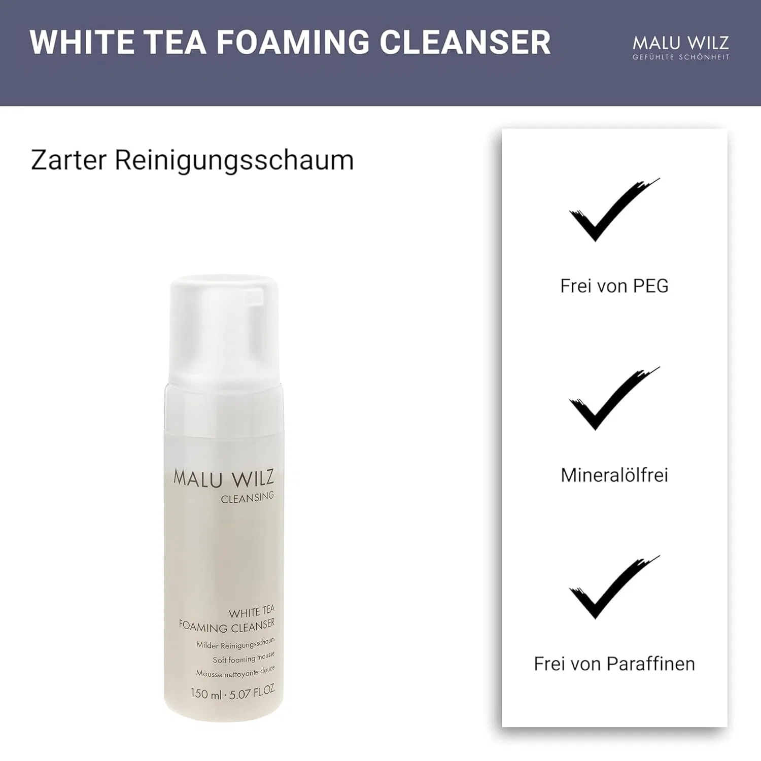 Пенка для умывания Malu Wilz — Очищающая пенка для лица White Tea Foaming Cleanser, 150 мл — фото 3