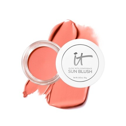 

It Cosmetics Glow With Confidence Sun Cream Blush Blendable Building Blush Bronzer Pop Sun-Blushed Color 0.63Oz Light Medium 20 Sun Blossom