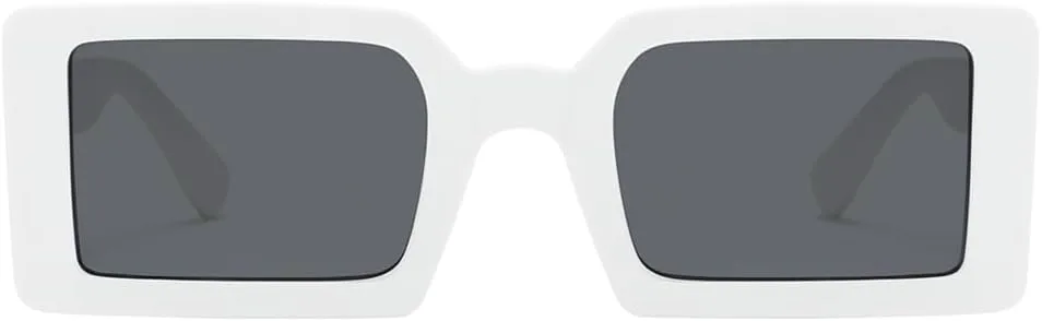 

Полупрозрачные прямоугольные солнцезащитные очки Les Lunettes de Soleil, квадратная прямоугольная форма, массивная оправа, тонкий широкий профиль Generic, White