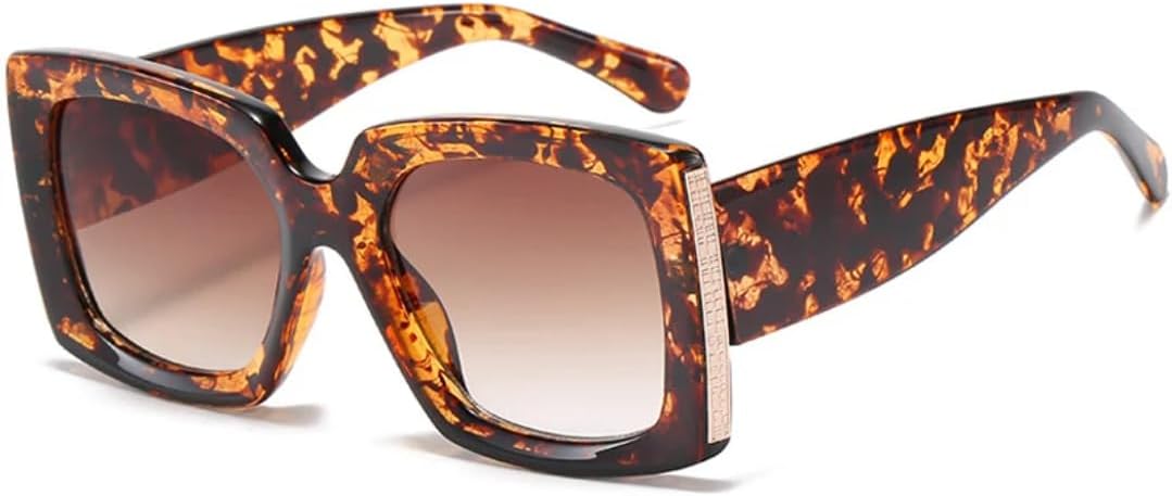 

Классические женские ретро-солнцезащитные очки с градиентным зеркальным покрытием, широкие дужки, защита от УФ-излучения UV400. Мужские модные очки VVTWSSW, Leopard Tea