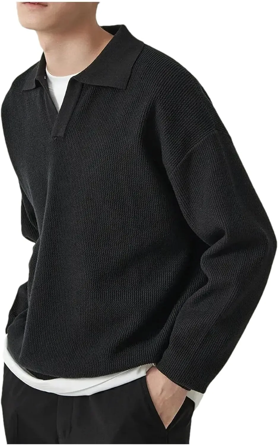 

Мужской свитер-поло ретро свободного кроя Mnjyihy