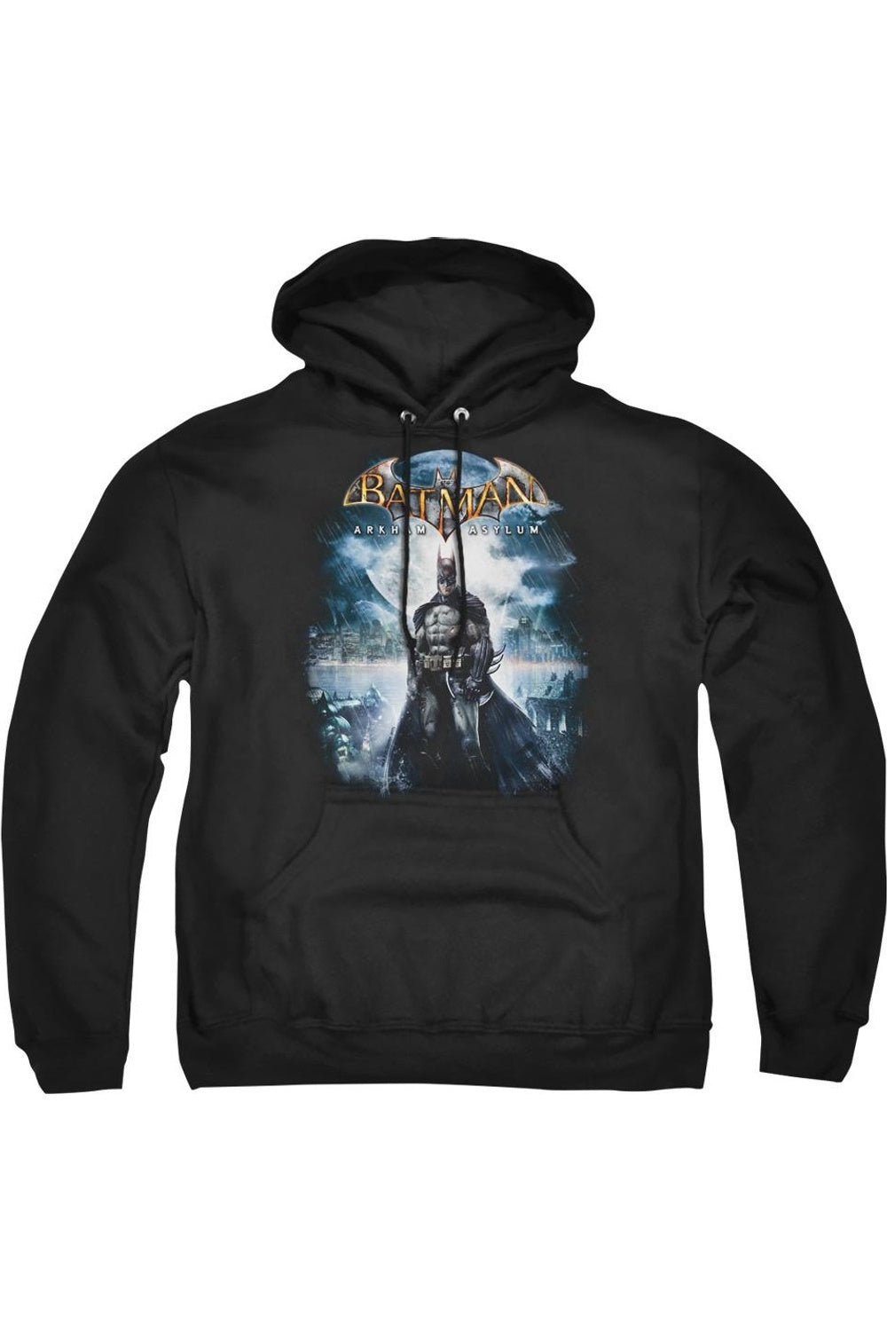 

Batman Arkham Asylum Game Cover Adult Pull Over Hoodie / Толстовка с капюшоном Gildan, черный