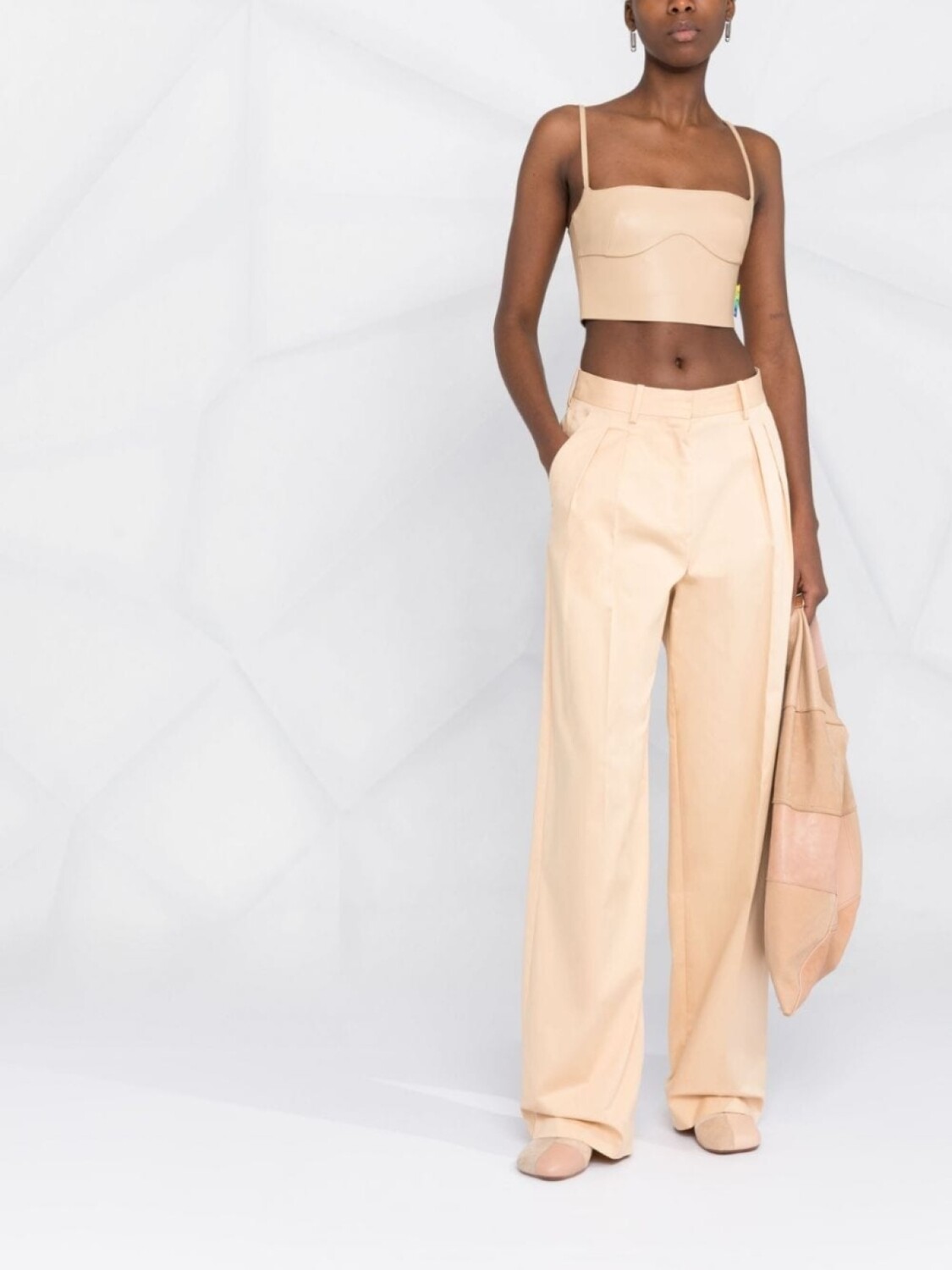 Off-White укороченный топ-бюстье из кожи, нейтральный цвет — фото 2