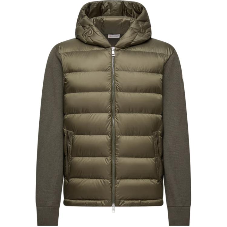 

Moncler Панельная худи на молнии с капюшоном, Olive Green