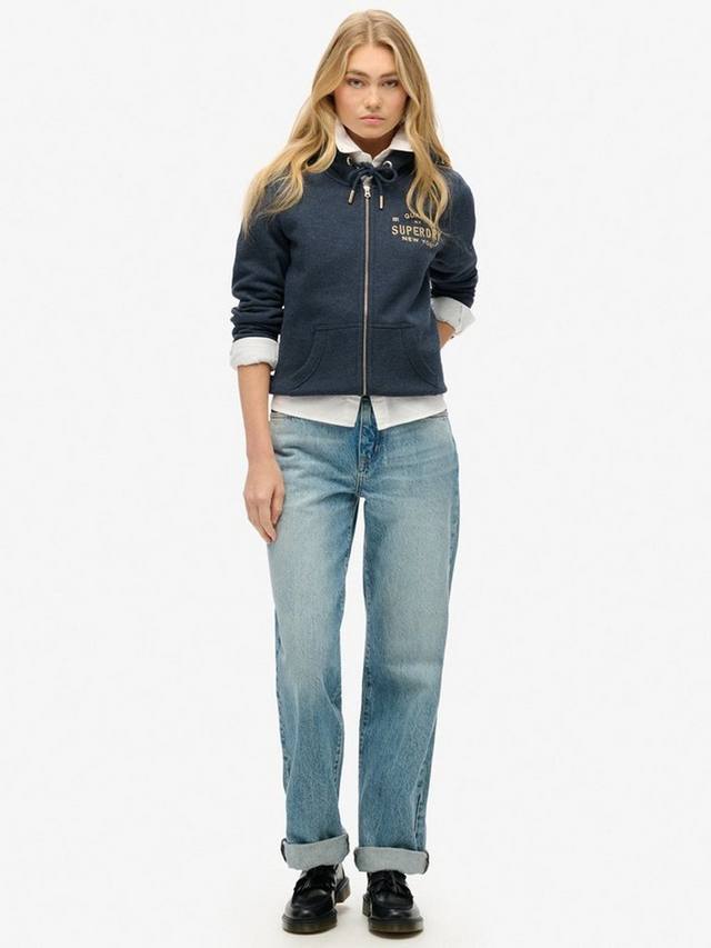 Люкс худи с металлическим логотипом и молнией Superdry, Trench Navy Marl — фото 3