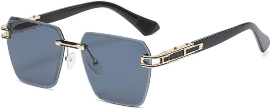 

Солнцезащитные очки без оправы квадратной формы для женщин, солнцезащитные очки без оправы для мужчин, линзы с градиентом, металлическая оправа, маленькие очки generic, C1 Gold Black