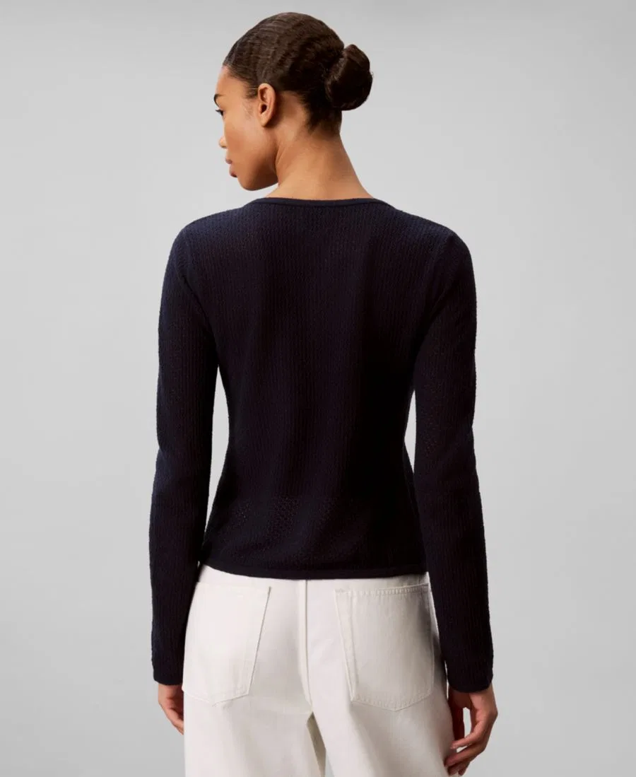 Женский облегающий кардиган с круглым вырезом Calvin Klein, Dark Sapphire — фото 2