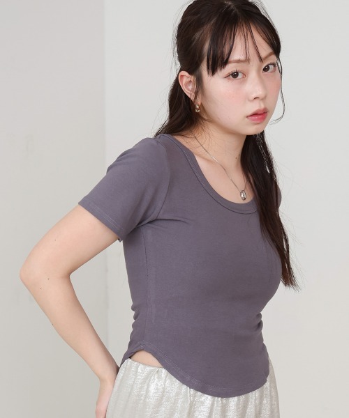 

Футболка базовая с закругленным низом Bab, цвет угольно-серый