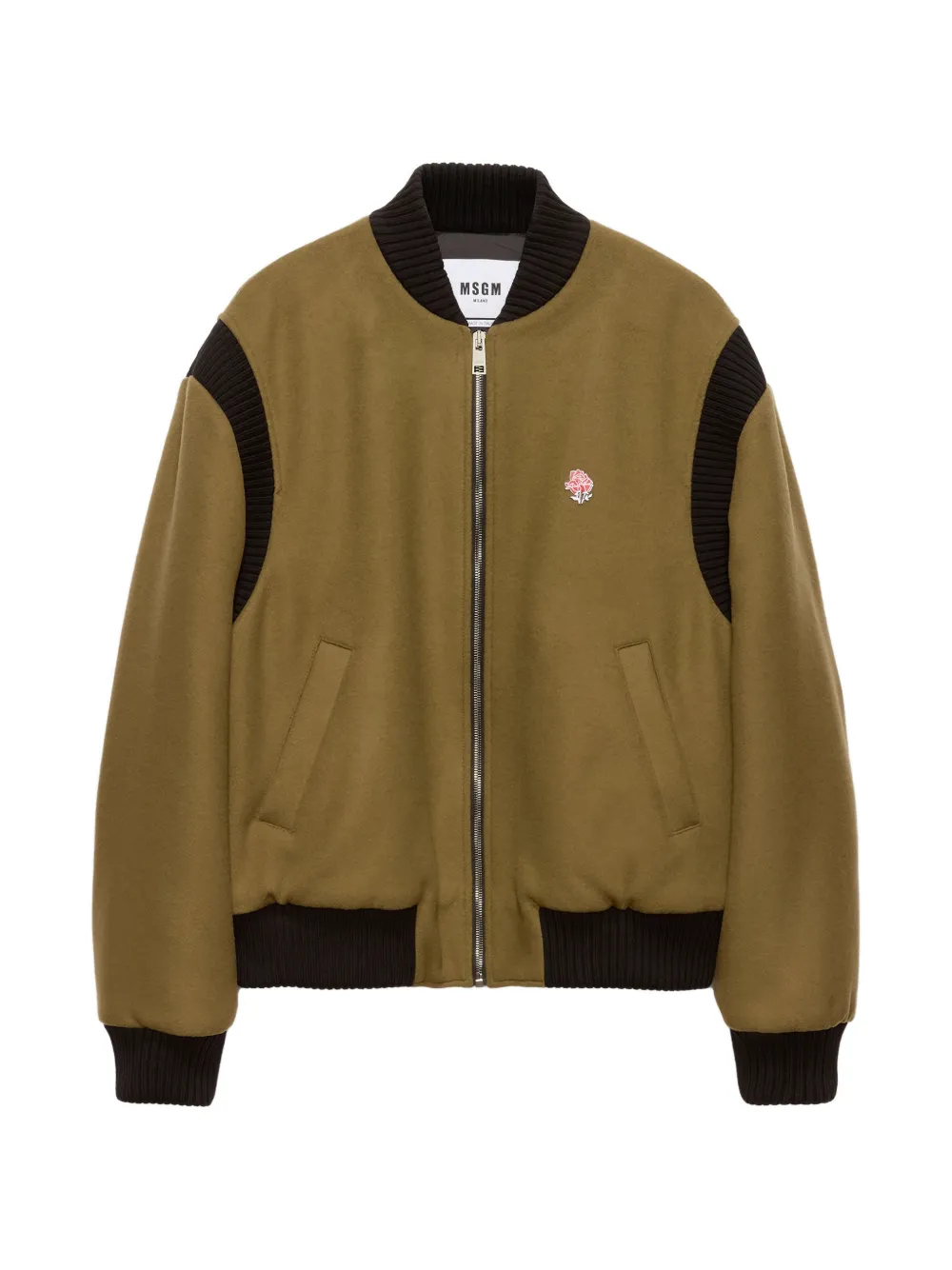 

Куртка с цветочным узором и ребристыми краями Msgm, зеленый