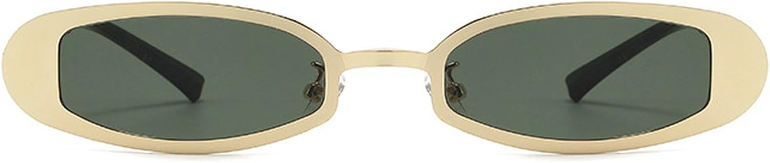 

Ретро-солнцезащитные очки овальной формы для женщин в стиле 90-х, металлические солнцезащитные очки, модные прямоугольные солнцезащитные очки для мужчин, очки с защитой от УФ-излучения mincl, Gold Green