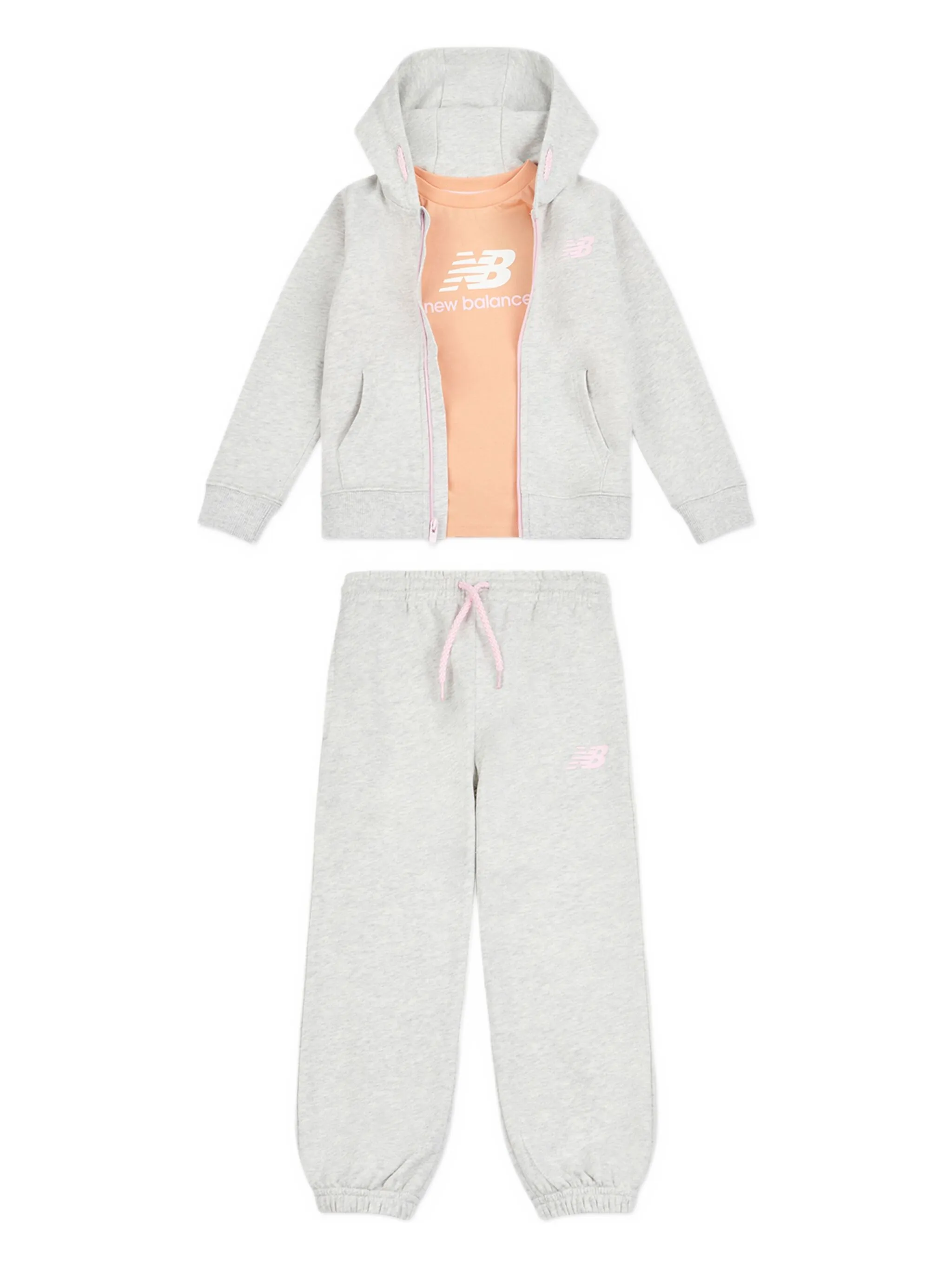 

Спортивный костюм с капюшоном и логотипом New Balance Kids, серый