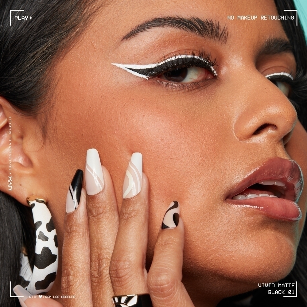 Яркая матовая жидкая подводка для глаз, матовый эффект Nyx Professional Makeup, atspalvis black 2 мл — фото 3