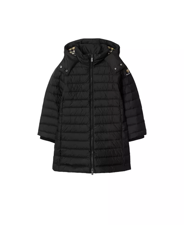 

Детская пуховая куртка с капюшоном для девочек - для малышей и для детей постарше Burberry, черный