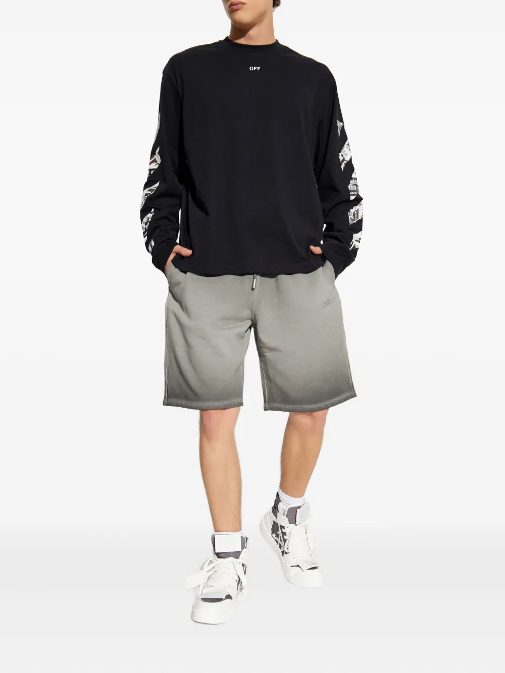 Футболка с длинными рукавами с принтом Off-White, черный — фото 2