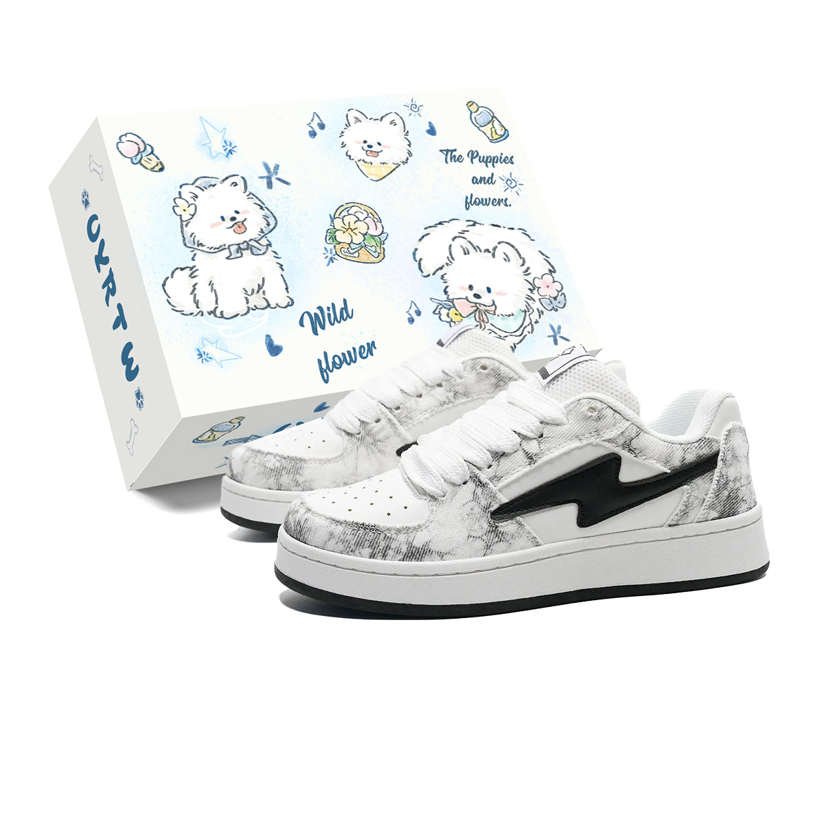 

UYRTW Абразивостойкие легкие низкие скейтерские кроссовки с эффектом увеличения роста унисекс Ink Wash Painting, цвет Ink Wash Painting