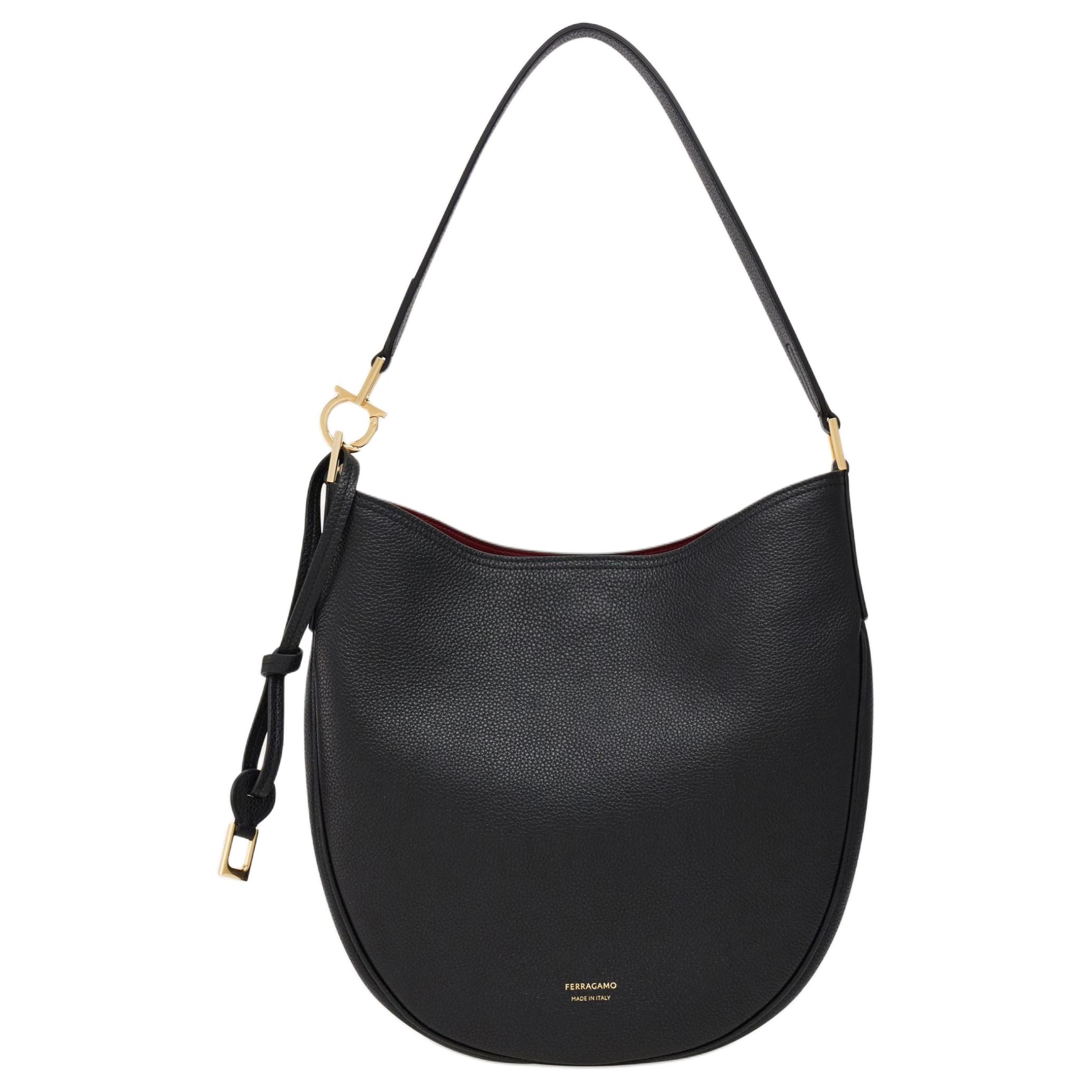 

Ferragamo Сумка хобо из телячьей кожи, наплечная сумка, средний размер, женская, black